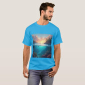 アメリカ湾の日の出と水中画像 Tシャツ (正面フル)