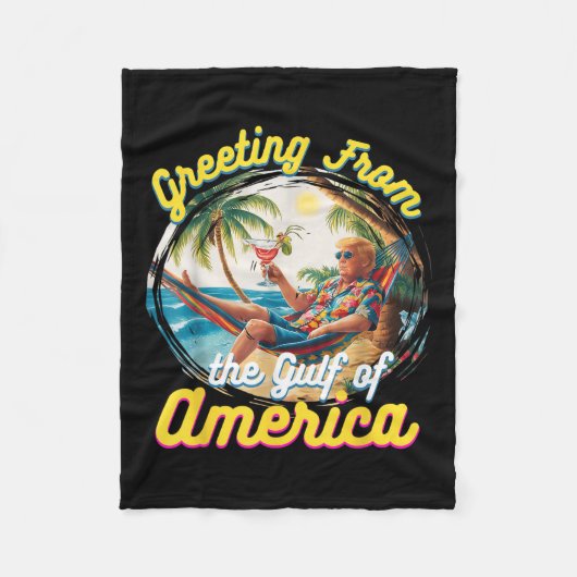 アメリカ湾トランプからの挨拶 フリースブランケット (正面)