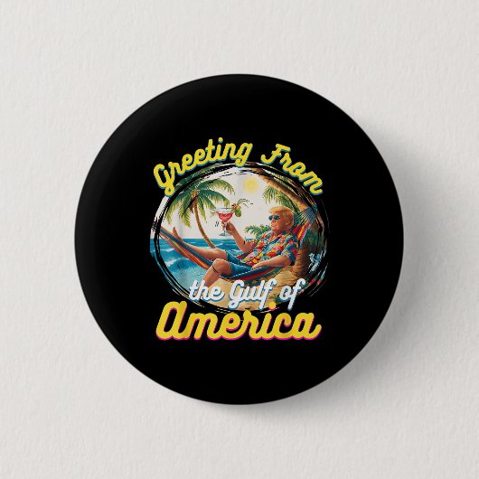 アメリカ湾トランプからの挨拶 缶バッジ (正面)