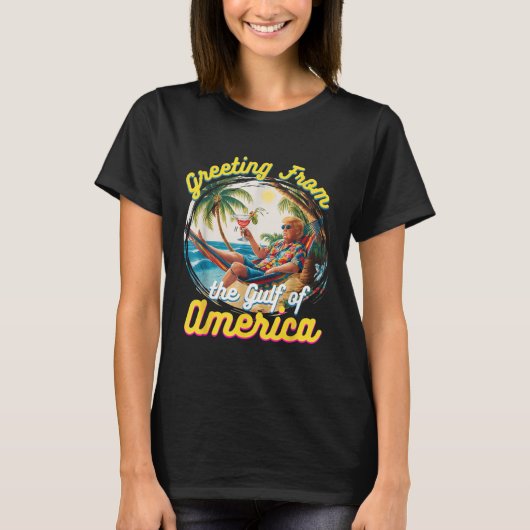 アメリカ湾トランプからの挨拶 Tシャツ (正面)