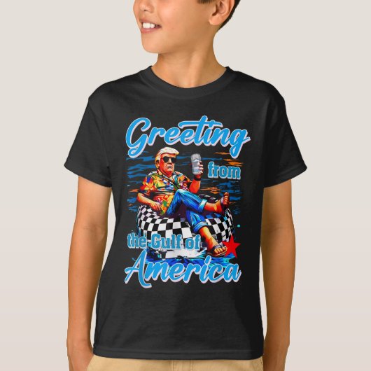 アメリカ湾トランプからの挨拶 Tシャツ (正面)