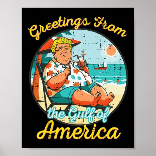 アメリカ湾ビーチからの挨拶おもしろい ポスター (正面)