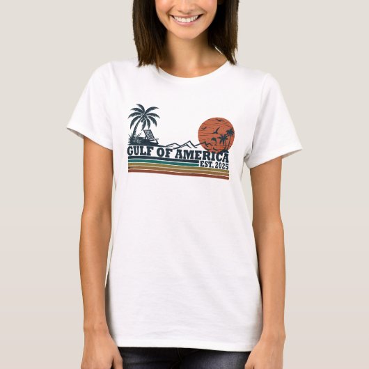 アメリカ湾ヴィンテージ愛国的アメリカ国旗 Tシャツ (正面)