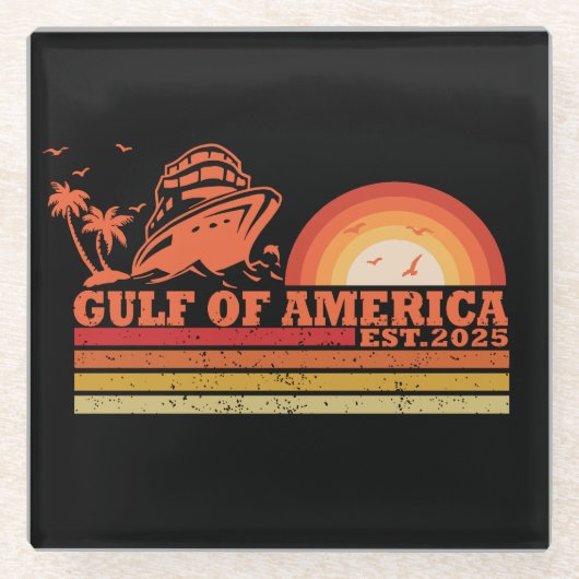 アメリカ湾ヴィンテージ ガラスコースター (正面)