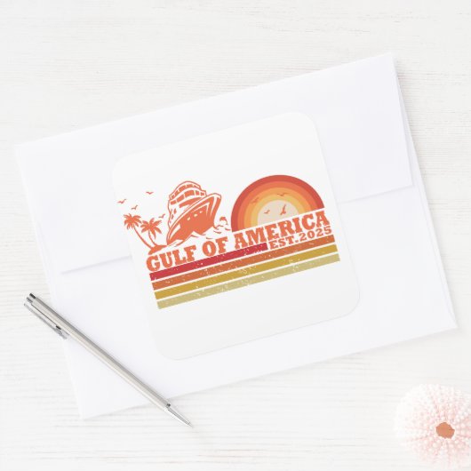 アメリカ湾ヴィンテージ スクエアシール (封筒)