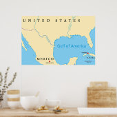 アメリカ湾地図 ポスター (キッチン)
