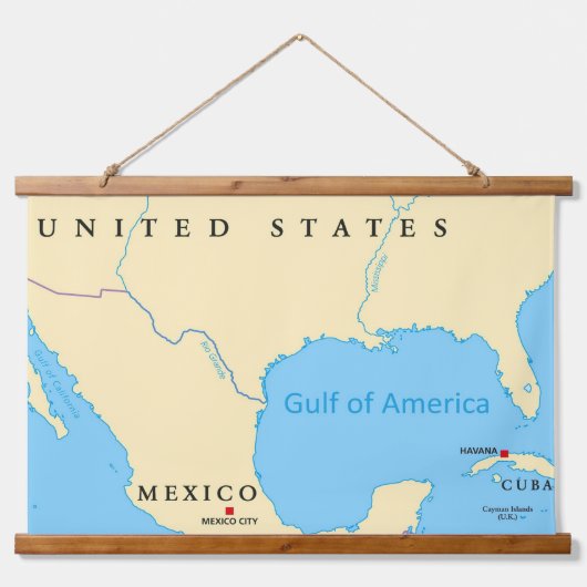アメリカ湾地図 吊り下げ型タペストリー (正面)