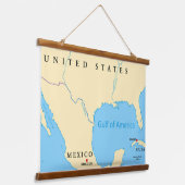 アメリカ湾地図 吊り下げ型タペストリー (傾斜あり)