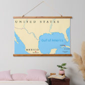 アメリカ湾地図 吊り下げ型タペストリー (寝室)