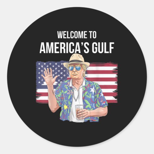 アメリカ湾岸ビーチからの挨拶 ラウンドシール (正面)