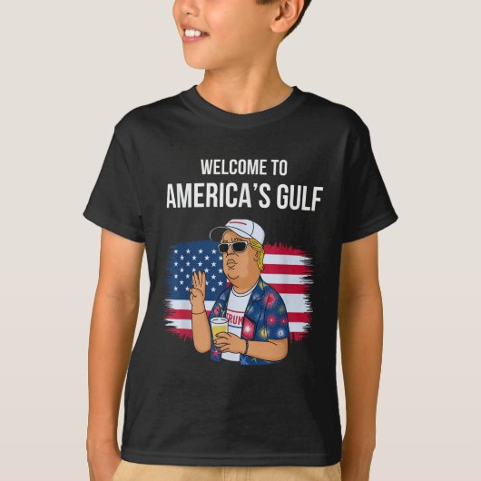 アメリカ湾岸ビーチからの挨拶 Tシャツ (正面)