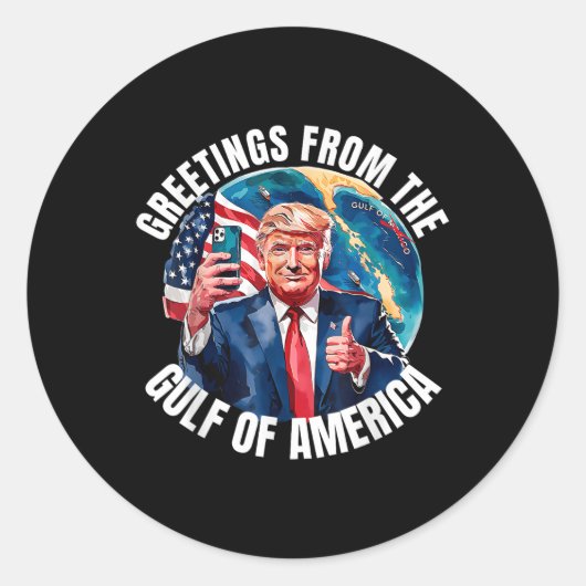 アメリカ湾愛国者からのトランプの挨拶 ラウンドシール (正面)