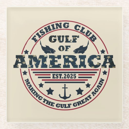 アメリカ湾魚釣りクラブアメリカ愛国者 ガラスコースター (正面)