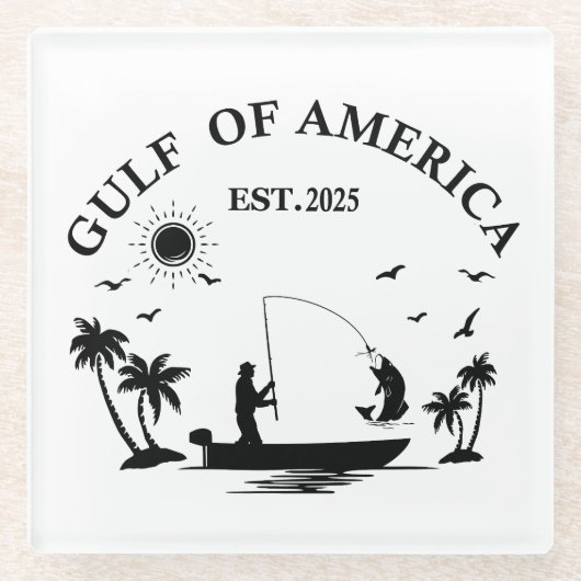 アメリカ湾魚釣りポールアメリカ愛国者 ガラスコースター (正面)