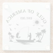 アメリカ湾魚釣りポールアメリカ愛国者 ガラスコースター (裏面)