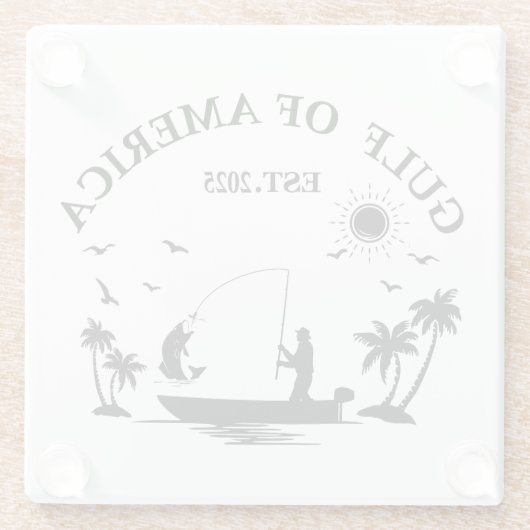 アメリカ湾魚釣りポールアメリカ愛国者 ガラスコースター (裏面)