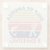 アメリカ湾魚釣りポールアメリカ愛国者 ガラスコースター (裏面)