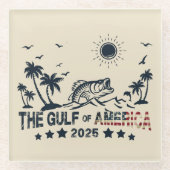 アメリカ湾魚釣り愛国的アメリカ国旗 ガラスコースター (正面)