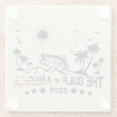 アメリカ湾魚釣り愛国的アメリカ国旗 ガラスコースター (裏面)