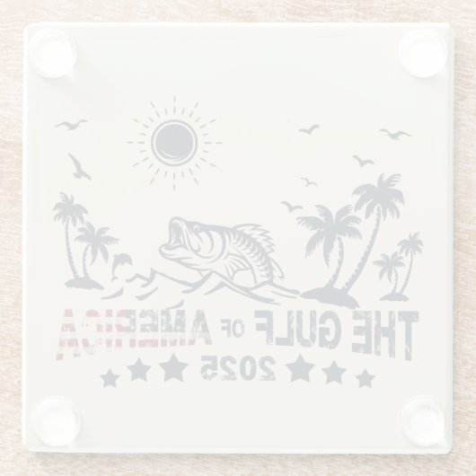 アメリカ湾魚釣り愛国的アメリカ国旗 ガラスコースター (裏面)