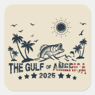 アメリカ湾魚釣り愛国的アメリカ国旗 スクエアシール