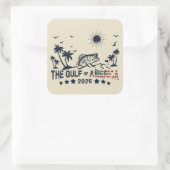 アメリカ湾魚釣り愛国的アメリカ国旗 スクエアシール (バッグ)