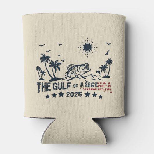 アメリカ湾魚釣り愛国的アメリカ国旗 缶クーラー (裏面)