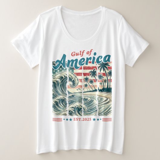 アメリカ湾 プラスサイズTシャツ (デザイン正面)