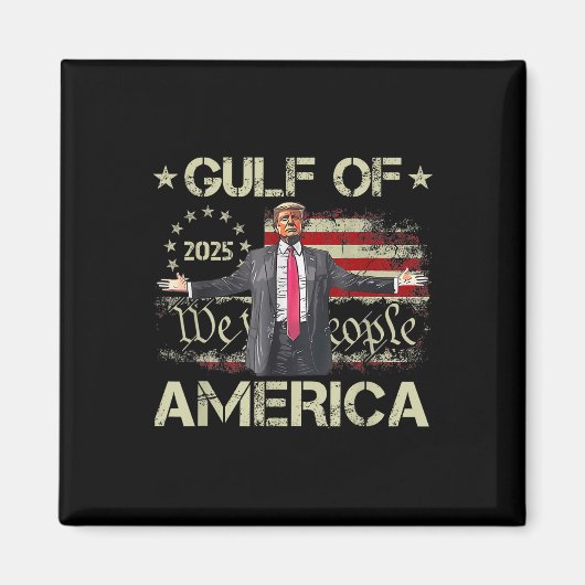 アメリカ湾Est 2025アメリカ国旗のトランプ マグネット (正面)