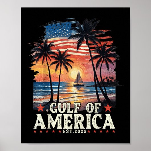 アメリカ湾Est 2025アメリカ国旗Gul ポスター (正面)