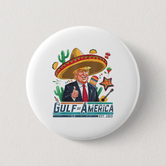 アメリカ湾Est 2025シンコデマヨトランプ 缶バッジ (正面)