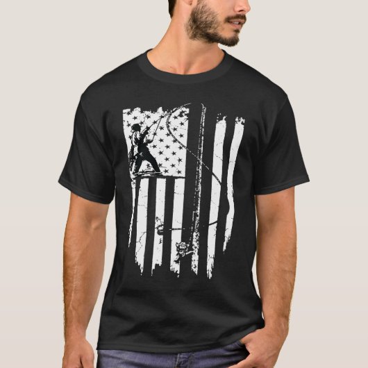 アメリカ漁師アメリカ国旗 Tシャツ (正面)