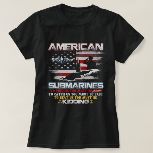 アメリカ潜水艦退役軍人サブマリナー米国旗兵 Tシャツ (デザイン正面)