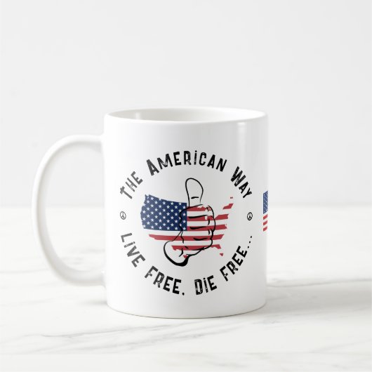 アメリカ無料で生きるアメリカの方法 コーヒーマグカップ (左)