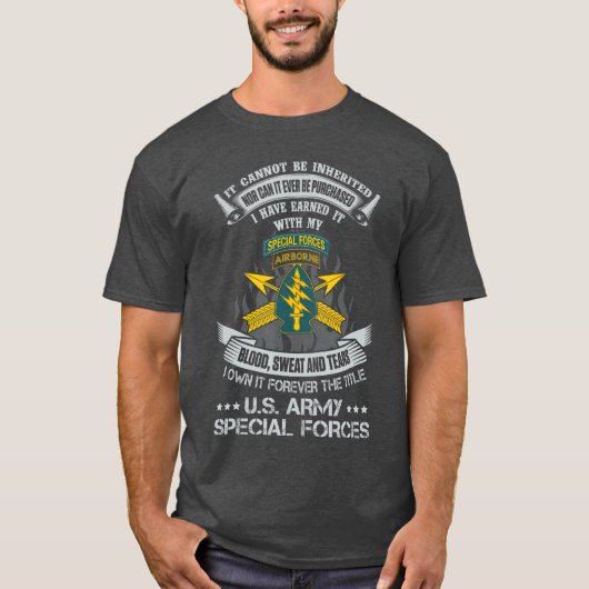 アメリカ特殊部隊ベテラン グリーン 永遠に所有 Tシャツ (正面)