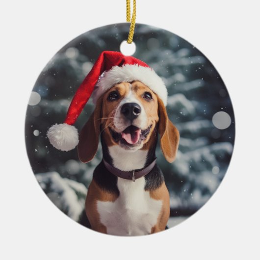 アメリカ犬クリスマス記念品 セラミックオーナメント (正面)