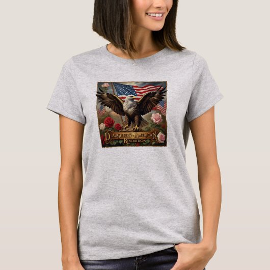 アメリカ独立の娘 鷲 アメリカ独立革命 アメリカ史 Tシャツ (正面)