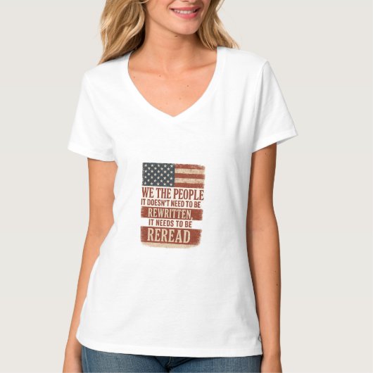 アメリカ独立の精神「われら国民」再考の名言 Tシャツ (正面)