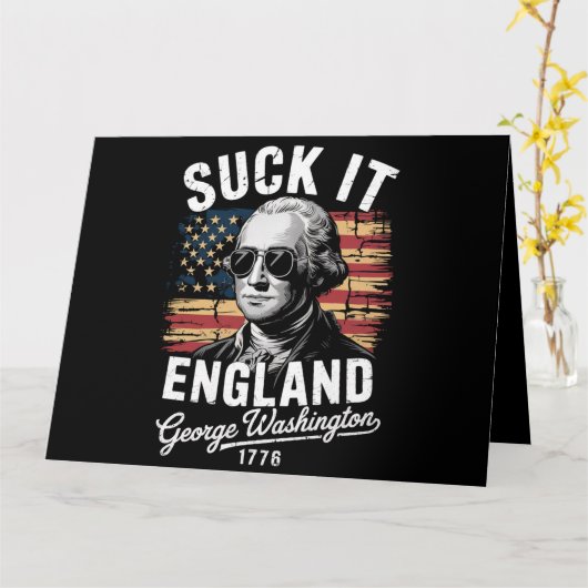 アメリカ独立万歳!7月4日 ジョージ・ワシントン 1776 カード (黄色い花)