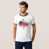 アメリカ独立以来1776年 アメリカ国旗と星付きメンズ Tシャツ (正面フル)
