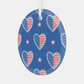 アメリカ独立国：愛国的ヴィンテージパターン ガラスオーナメント (正面左)