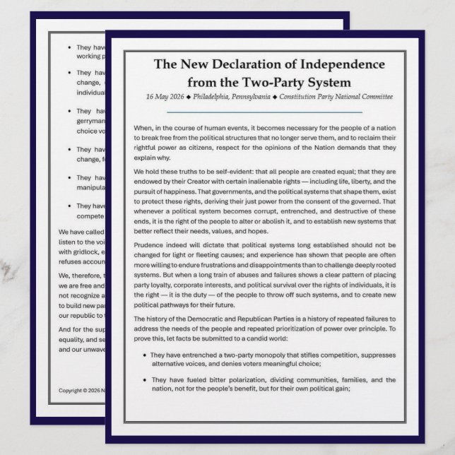 アメリカ独立宣言の新時代  (正面/裏面)