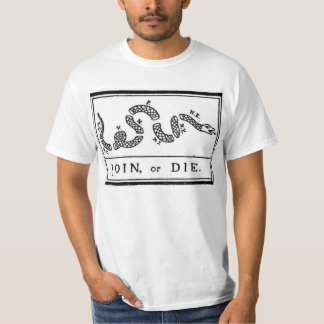 アメリカ独立戦争からの旗結合しますか、または死んで下さい Tシャツ