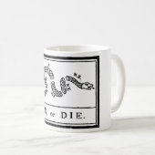 アメリカ独立戦争のための旗結合しますか、または死んで下さい コーヒーマグカップ (正面右)