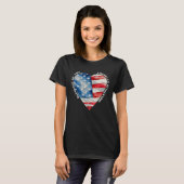 アメリカ独立戦争の娘 USA ハート アーツ Tシャツ (正面フル)