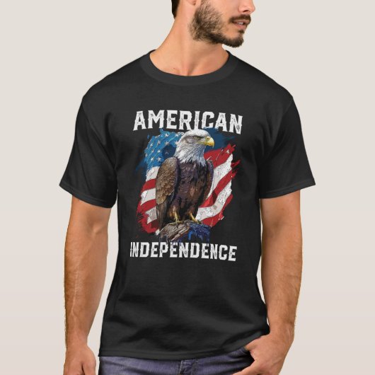 アメリカ独立系アメリカ人Bald Eagle 4th of J Tシャツ (正面)