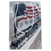 アメリカ独立記念列車の誕生日お祝い ミディアムペーパーバッグ (正面)