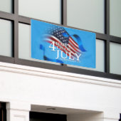 アメリカ独立記念日おめでとう アメリカ愛国 横断幕 (ビルの外側)