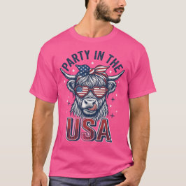 アメリカ独立記念日にぴったりなパトリオティックハイランドカウ Tシャツ