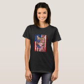 アメリカ独立記念日にシャボン玉を吹く猫 アメリカ独立記念日 猫好き Tシャツ (正面フル)